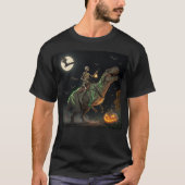 Halloween Skeleton Riding Wrapped Dinosaur Funny T T-shirt (Voorkant)
