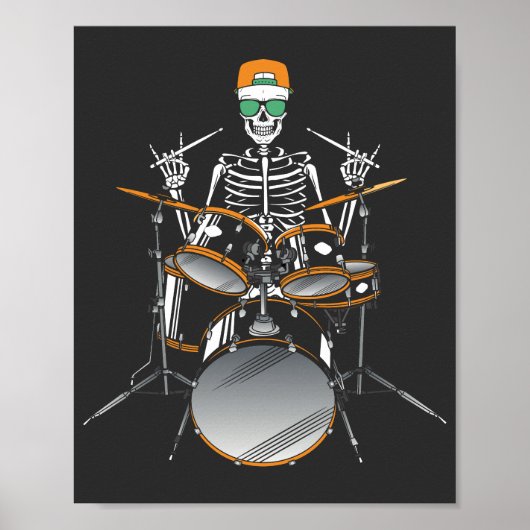 Halloween Skeleton Rock Hand Palling Drums Poster (Voorkant)