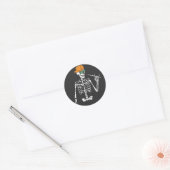 Halloween Skeleton Rock Hand Palling Drums Ronde Sticker (Envelop)