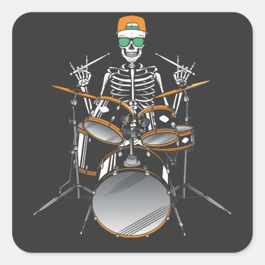 Halloween Skeleton Rock Hand Palling Drums Vierkante Sticker (Voorkant)