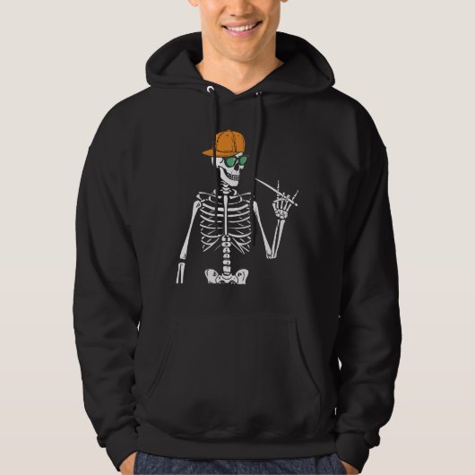 Halloween Skeleton Rock Hand Plays Mannen Hoodie (Voorkant)