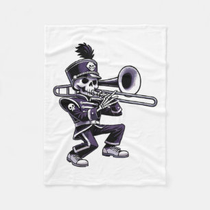 Halloween Skeleton School Marching Band Trombone P Fleece Deken