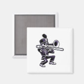 Halloween Skeleton School Marching Band Trombone P Magneet (Voorkant / Achterkant)