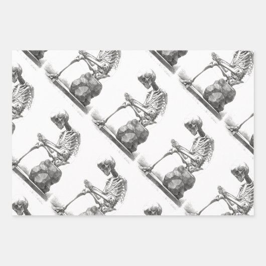 Halloween Skeleton Sitting Anatomy Inpakpapier Vel (Voorkant)