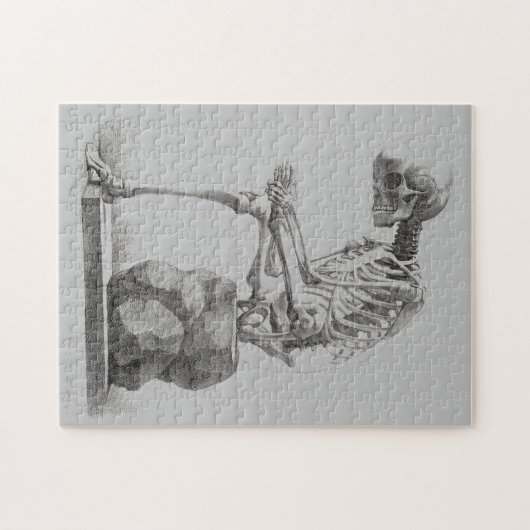 Halloween Skeleton Sitting Anatomy Legpuzzel (Horizontaal)