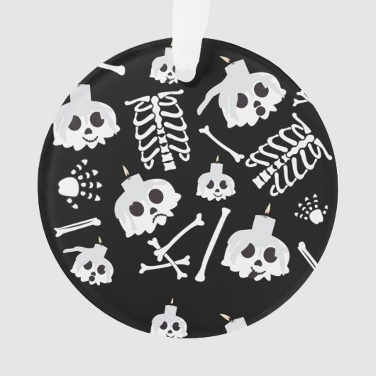 Halloween Skeleton Skull Bot Patroon Ornament (voorkant)
