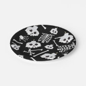 Halloween Skeleton Skull Bot Patroon Papieren Bordje (Gekanteld)