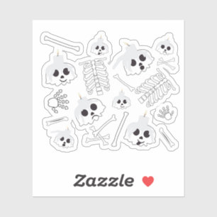 Halloween Skeleton Skull Bot Patroon Sticker