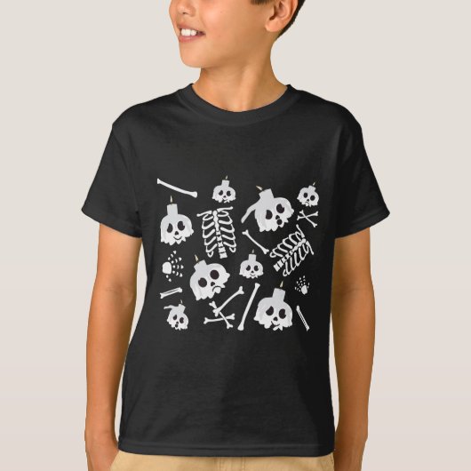 Halloween Skeleton Skull Bot Patroon T-shirt (Voorkant)
