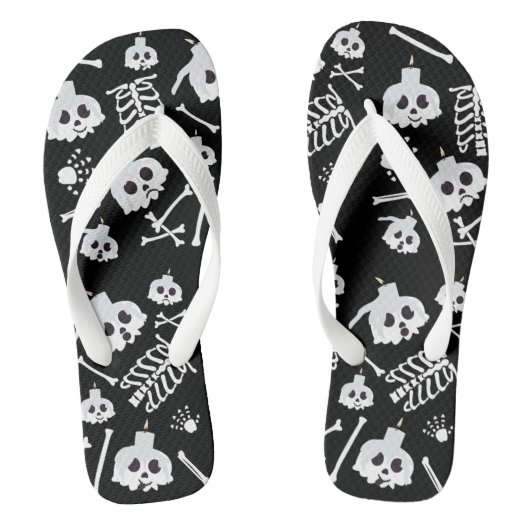 Halloween Skeleton Skull Bot Patroon Teenslippers (Voetbed)