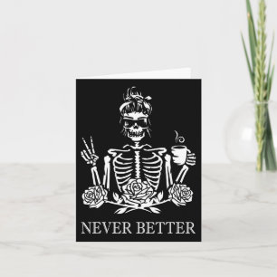 Halloween Skeleton Skull Vrouwen Drink koffie Nev Kaart