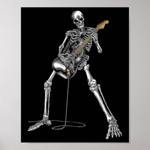 Halloween Skeleton spelen gitaar Rock and Roll ND Poster