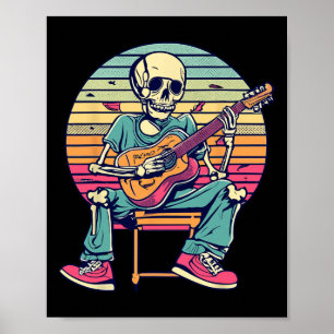 Halloween Skeleton spelen gitaar Rock and Roll ND Poster