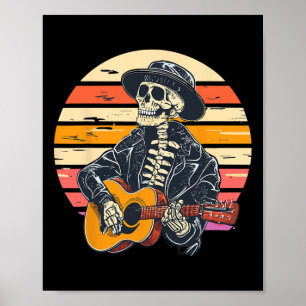 Halloween Skeleton spelen gitaar Rock and Roll ND Poster