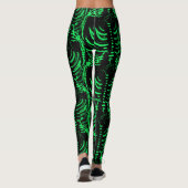 Halloween Skeleton Spooky Doodle Pattern Neon Leggings (Achterkant)