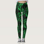 Halloween Skeleton Spooky Doodle Pattern Neon Leggings (Voorkant)