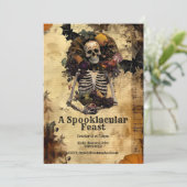Halloween  Skeleton Spooky Harvest Party Kaart (Staand voorkant)