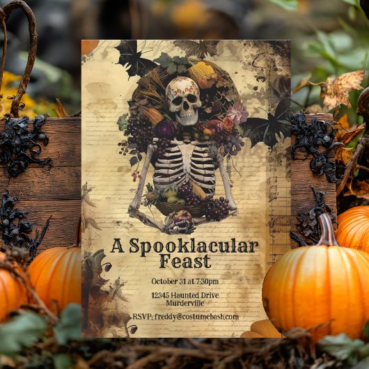 Halloween  Skeleton Spooky Harvest Party Kaart