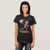 Halloween Skeleton Tcher Flaming Baseball Graphic T-shirt (Voorkant volledig)