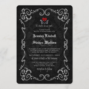 Halloween Skeleton "TIL DEATH" ONTVANGST INFO BACK Kaart