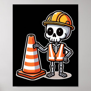 Halloween Skeleton Traffic Cone Poster
