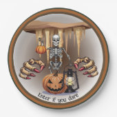 Halloween Skeleton Trick voor de behandeling Papieren Bordje (Voorkant)
