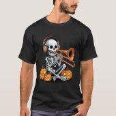 Halloween Skeleton Trombone Trombonist T-shirt (Voorkant)