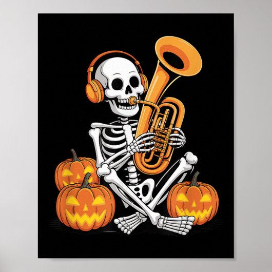 Halloween Skeleton Tuba Tubist  Poster (Voorkant)