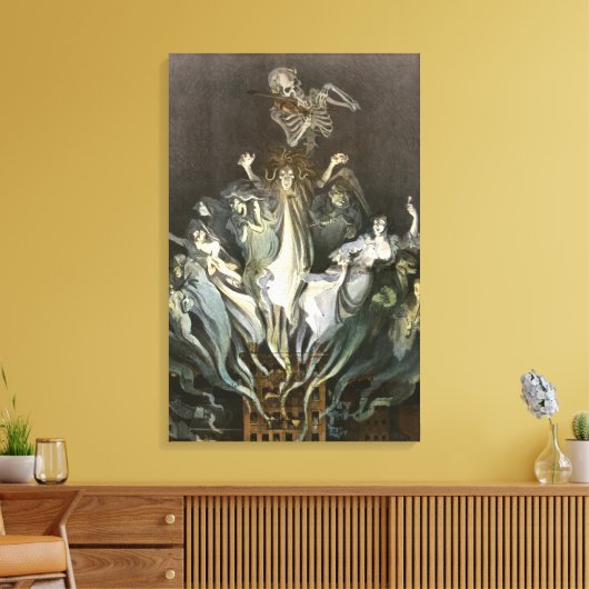  Halloween, Skeleton Violinist en Ghosts Canvas Afdruk (Insitu (Woonkamer))