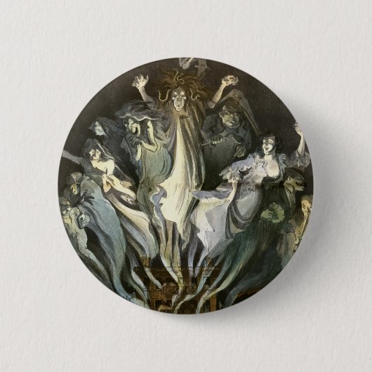 Halloween, Skeleton Violinist en Ghosts Ronde Button 5,7 Cm (Voorkant)