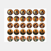Halloween Skeleton Witch & Pumpkin Sticker Sheet – (Feuille)