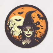 Halloween Skeleton Witch & Pumpkin Sticker Sheet – (Design 1)