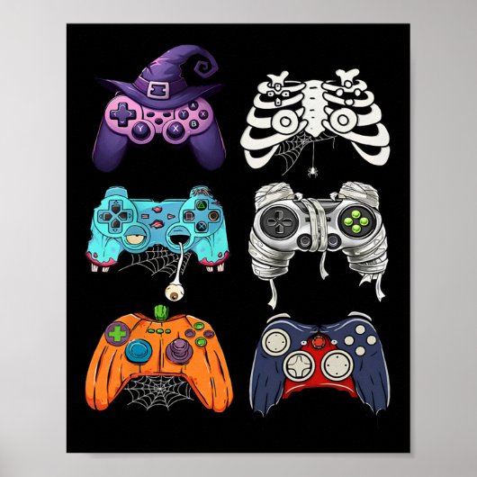 Halloween Skeleton Zombie Gaming Controllers Mummy Poster (Voorkant)