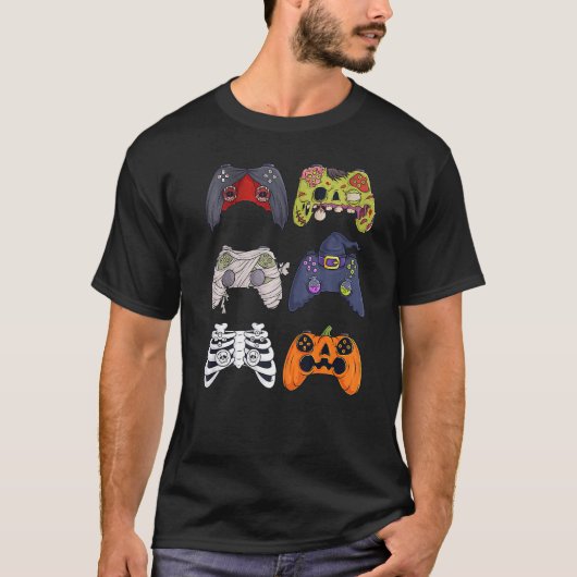 Halloween Skeleton Zombie Gaming Controllers Mummy T-shirt (Voorkant)