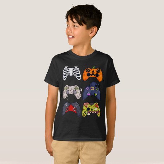 Halloween Skeleton Zombie Gaming Controllers Mummy T-shirt (Voorkant volledig)
