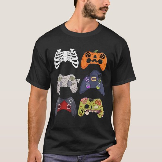 Halloween Skeleton Zombie Gaming Controllers Mummy T-shirt (Voorkant)