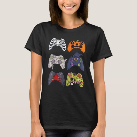 Halloween Skeleton Zombie Gaming Controllers Mummy T-shirt (Voorkant)