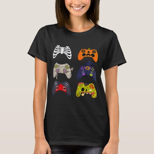 Halloween Skeleton Zombie Gaming Controllers  T-shirt (Voorkant)