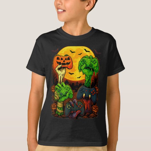 Halloween Skeleton Zombie Mummy Gaming Controller  T-shirt (Voorkant)