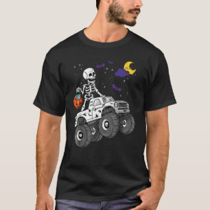 Halloween Skeleton Zombie Riding Monster Truck Vam T-shirt