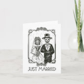 Halloween Skeletons bruid en bruidegom net getrouw Kaart (Voorkant)