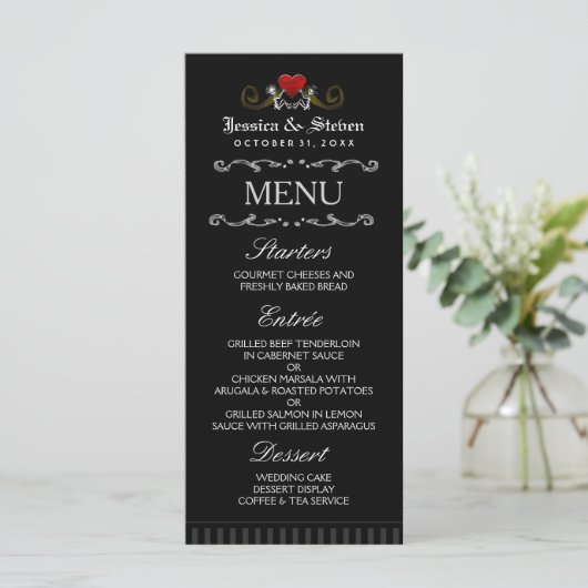Halloween Skeletons & Heart Matching Mariage Menu (Debout devant)