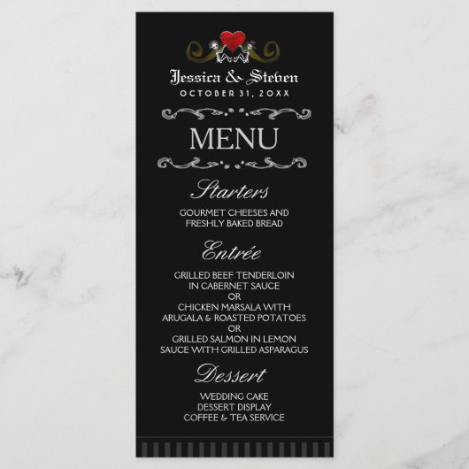Halloween Skeletons & Heart Matching Mariage Menu (Devant)