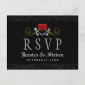 Halloween Skeletons & Heart Matching Wedding RSVP Uitnodiging Briefkaart (Voorkant)