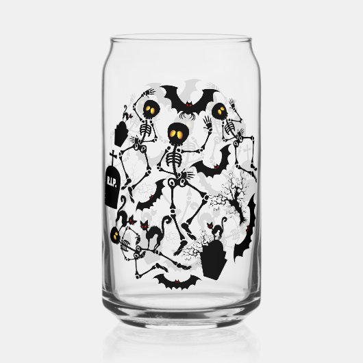 Halloween Skeletons Macabre Dance Blikvorm Glas (Voorkant)