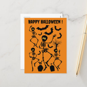 Halloween Skeletons Macabre Dance Feestdagenkaart