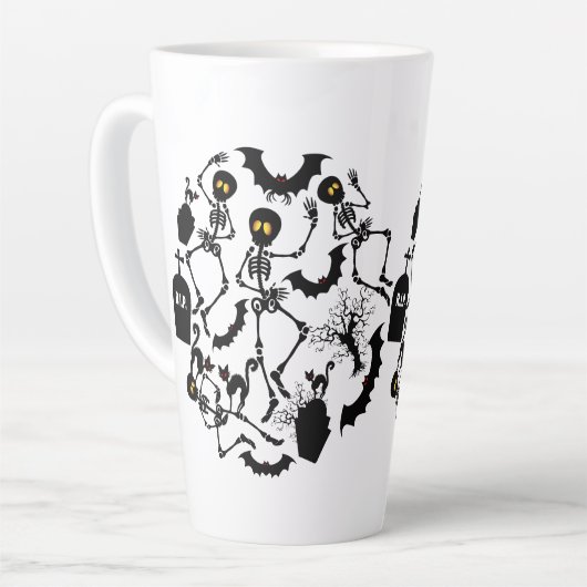 Halloween Skeletons Macabre Dance Latte Mok (Linkerhoek)