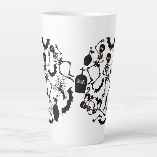 Halloween Skeletons Macabre Dance Latte Mok (Voorkant)