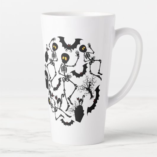 Halloween Skeletons Macabre Dance Latte Mok (Rechts)