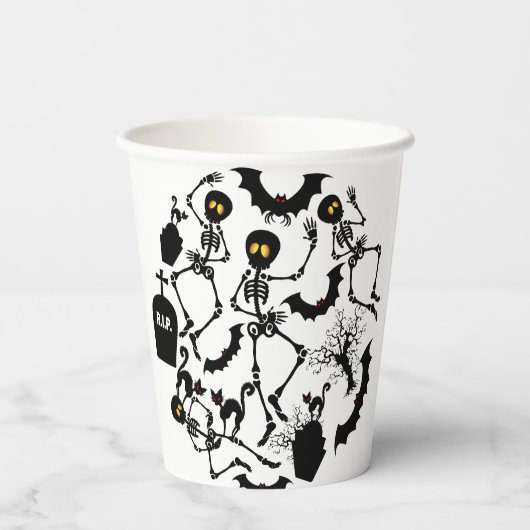 Halloween Skeletons Macabre Dance Papieren Bekers (Achterkant)